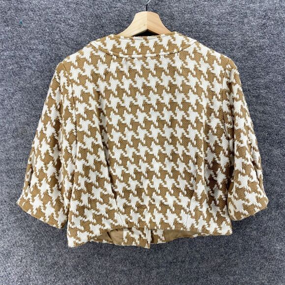 Michael Kors Jacket Women S Small Brown Geometric Long Sleeve Lined Crew Neck - Picture 2 of 7